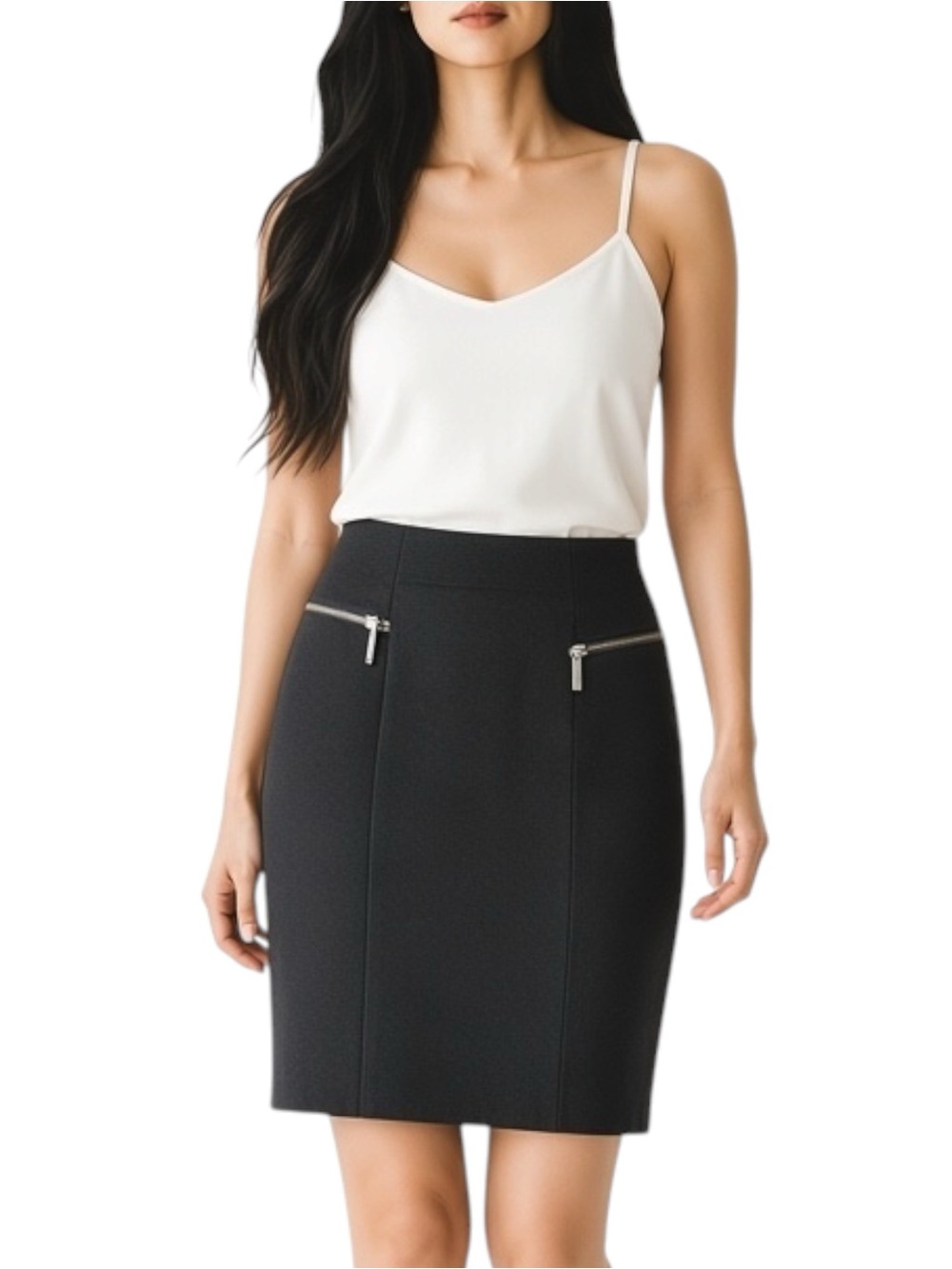 Michael Kors Gray Zippered Pencil Skirt NWOT Size 2 Grunge WhimsiGoth